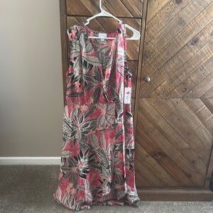 Floral Pink and Black Maxi Dress
